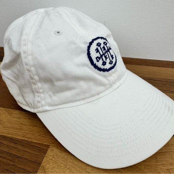 Smathers & Branson Needlepoint Monogrammed ball cap unisex white 100% cotton - Picture 6 of 6